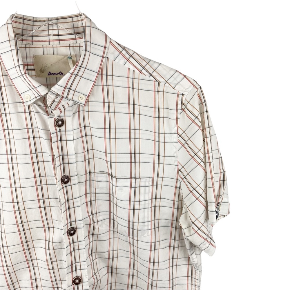 TROVATA Plaid Short Sleeve Button Down Shirt Medium - Picture 2 of 5